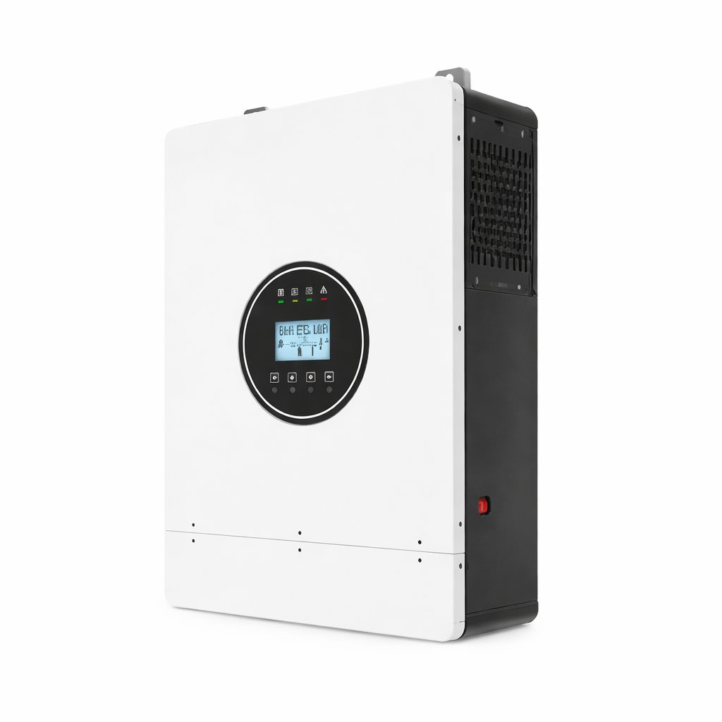 Inversor solar off-grid Felicity Solar FL-IVEM5048-LV 5kW 48V con pantalla LCD, vista en perspectiva